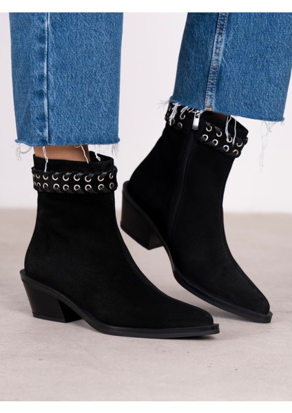 Kora Siyah Süet Hakiki Deri Kadın Bot indirimleri