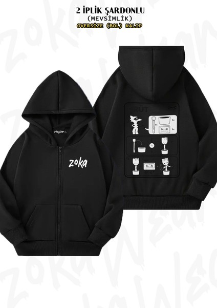 Unisex Guardians Of The Galaxy Baskılı Oversize Sırt Baskılı Fermuarlı Kapşonlu Hırka