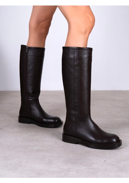 Dwen Kahve Hakiki Deri Kadın Çizme modelleri