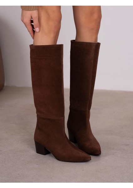 Espera Kahve Süet Hakiki Deri Kadın Çizme