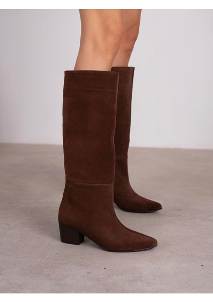 Espera Kahve Süet Hakiki Deri Kadın Çizme modelleri