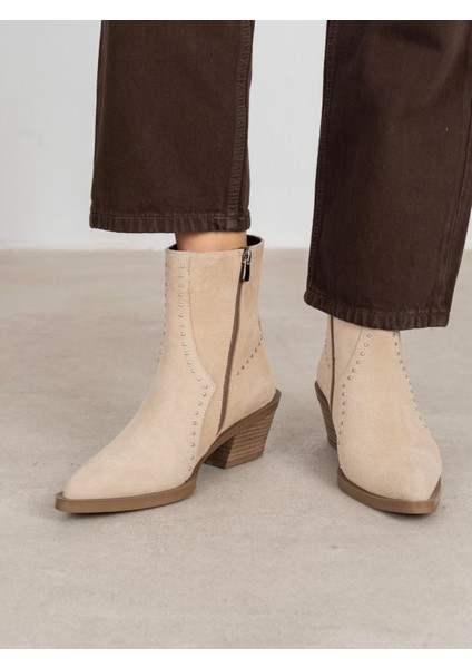 Ruxan Bej Süet Hakiki Deri Kadın Bot fiyatları