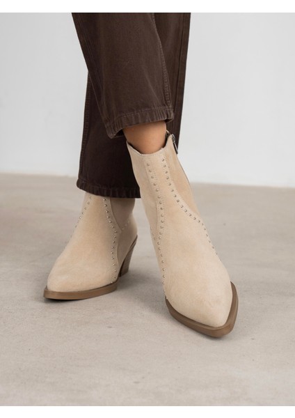 Ruxan Bej Süet Hakiki Deri Kadın Bot fırsatları