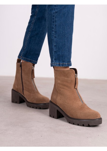 Kristina Camel Süet Hakiki Deri Kadın Bot modelleri