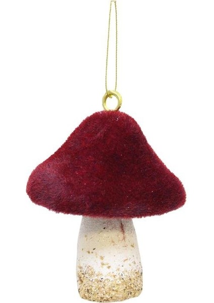 Yılbaşı Ağaç Süsü Asılabilir Kadife Dokulu Mantar Figürlü Dekoratif Süs Bordo 10 cm fiyatları