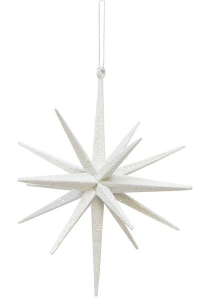 Yılbaşı Ağaç Süsü 3D Simli Kutup Yıldızı Asılabilir Dekoratif Süs Beyaz 14 cm fiyatları