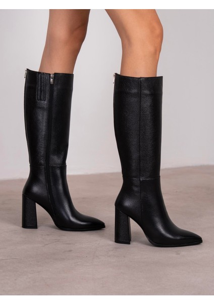Fres Siyah Hakiki Deri Kadın Çizme fiyatları