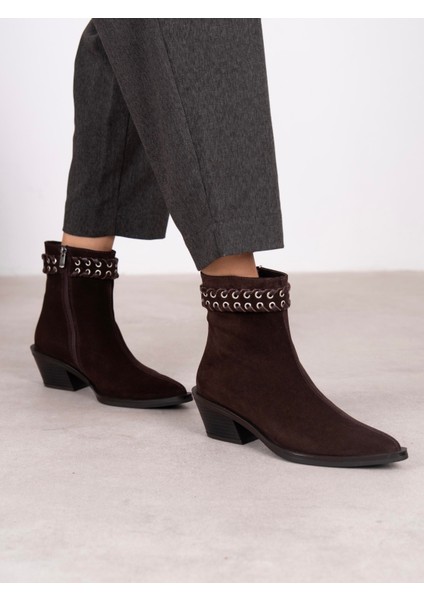 Kora Kahve Süet Hakiki Deri Kadın Bot modelleri