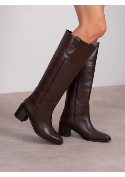 Zircon Kahve Hakiki Deri Çizme