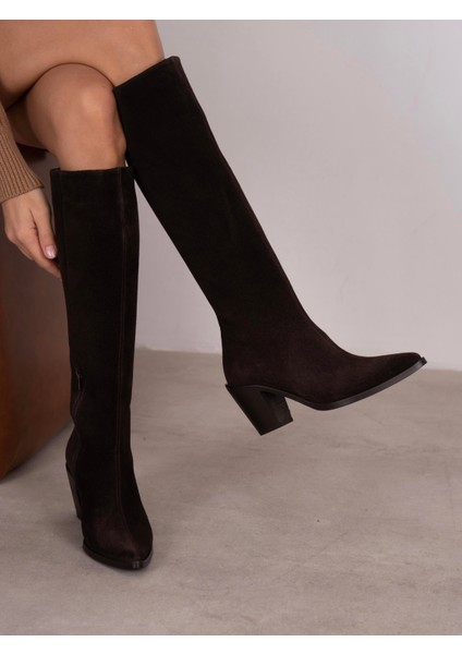 Bjorn Kahve Süet Hakiki Deri Kadın Çizme