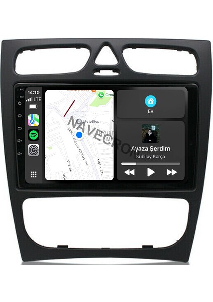 Mercedes C W203 2000-04 9" Uyumlu Android Multimedia Gerçek 4/64 Kablosuz Carplay Geri Görüş Kameralı