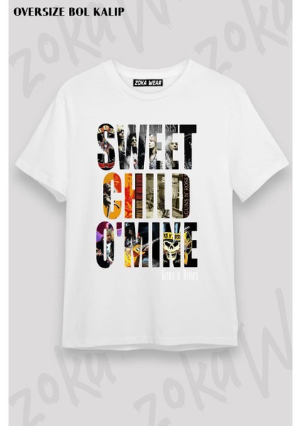 Unisex Oversize Kalıp Sweet Child Guns N' Roses Tasarım Baskılı Tshirt