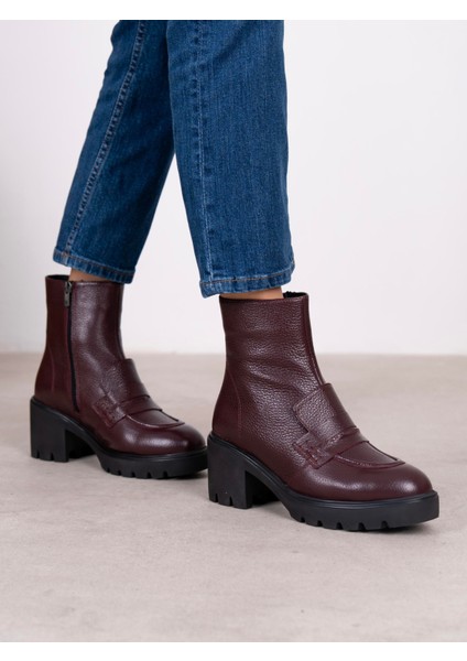 Vanya Bordo Hakiki Deri Kadın Bot fiyatları