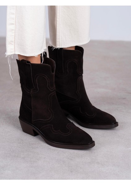 Aira Kahve Süet Hakiki Deri Kadın Bot