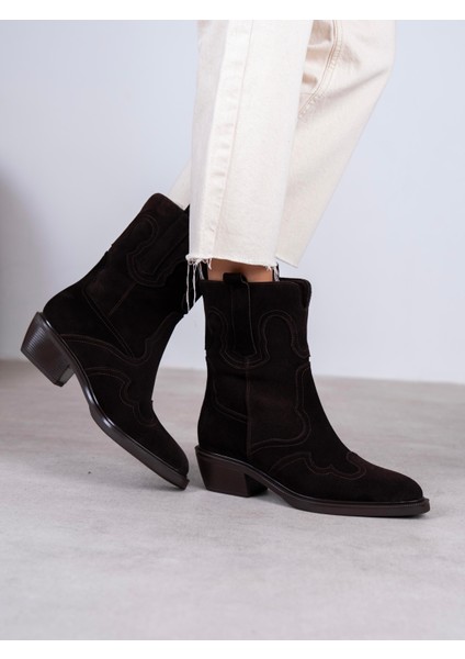 Aira Kahve Süet Hakiki Deri Kadın Bot modelleri