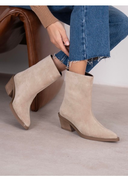 Piora Bej Süet Hakiki Deri Kadın Bot fiyatları