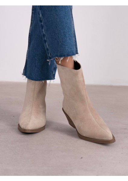 Piora Bej Süet Hakiki Deri Kadın Bot fırsatları