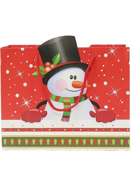 Yılbaşı Temalı Kardan Adam Desenli Hediye Çantası – Kırmızı 25X20X11 CM fiyatları