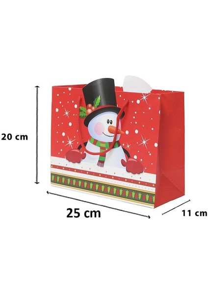 Yılbaşı Temalı Kardan Adam Desenli Hediye Çantası – Kırmızı 25X20X11 CM fırsatları