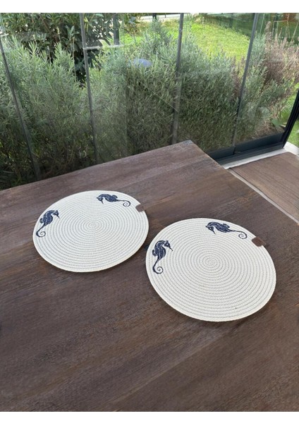 Homeinn 2'li Set Deniz Atı Işlemeli Amerikan Servis-Leke Tutmaz Natural 33 cm indirimleri