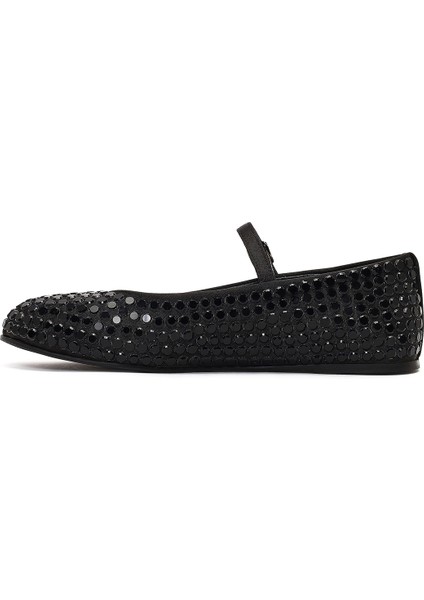 Kadın Siyah Taşlı Deri Babet 25AFD1844TS fiyatları