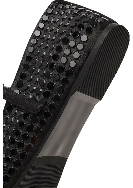 Kadın Siyah Taşlı Deri Babet 25AFD1844TS