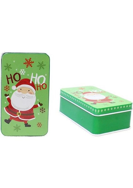 Yılbaşı Temalı Mini Dikdörtgen Teneke Kutu Noel Baba Desenli Yeşil 11 cm fiyatları