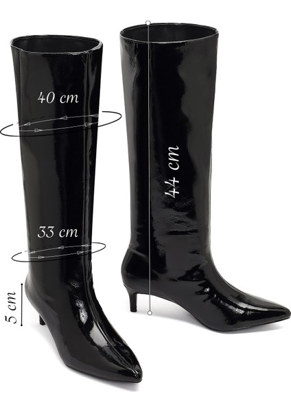 Kadın Siyah Kısa Ince Topuklu Rugan Çizme 25WFE481416 fiyatları