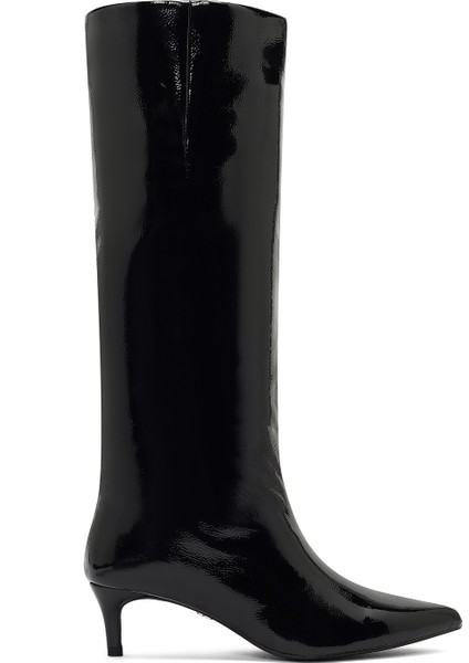 Kadın Siyah Kısa Ince Topuklu Rugan Çizme 25WFE481416 fırsatları