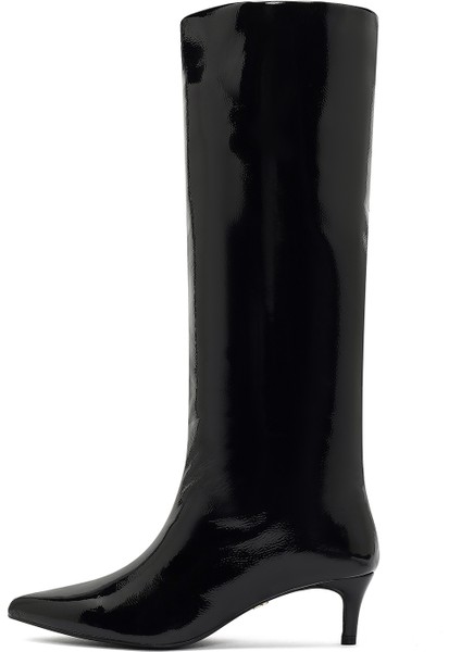 Kadın Siyah Kısa Ince Topuklu Rugan Çizme 25WFE481416 indirimleri