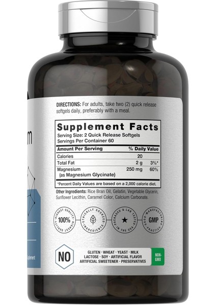 Horbäach Magnesium Glycinate 250MG 120 Softgels modelleri