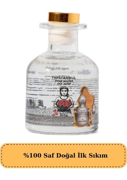 Ilk Sıkım %100 Saf Doğal Gül Suyu 150 ml – Rose Water - Cam Şişe – Yaprak Taneli