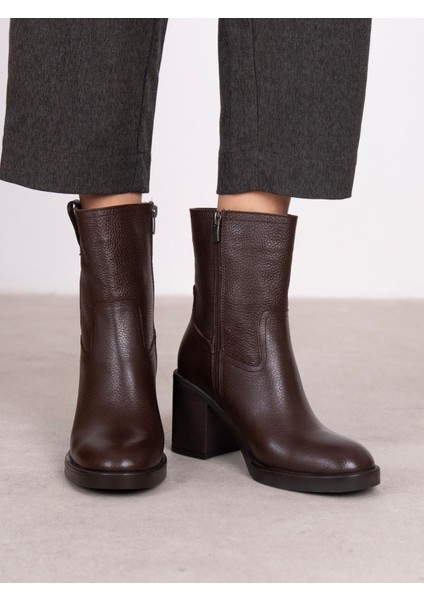 Priya Kahve Hakiki Deri Kadın Bot