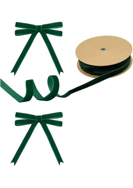 Yılbaşı Yeşil Kadife Kurdele – Dekoratif Hediye Süsleme Şeridi 1X280 cm fiyatları