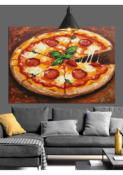 Dilimli Pizza Domates Peynir Dekoratif Kanvas - Mdf Ahşap Tablo fiyatları