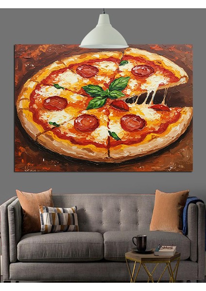 Dilimli Pizza Domates Peynir Dekoratif Kanvas - Mdf Ahşap Tablo modelleri