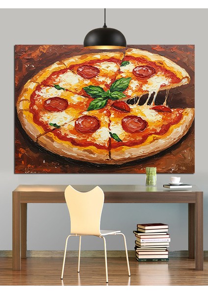 Dilimli Pizza Domates Peynir Dekoratif Kanvas - Mdf Ahşap Tablo fırsatları