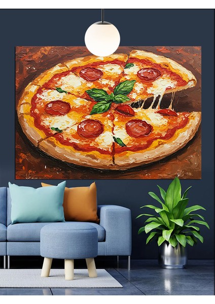 Dilimli Pizza Domates Peynir Dekoratif Kanvas - Mdf Ahşap Tablo indirimleri