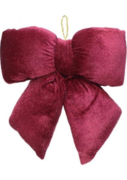 Yılbaşı Ağaç Süsü Kadife Fiyonk Elyaf Dolgulu Kurdele Dekor Süsü Bordo 21 cm modelleri