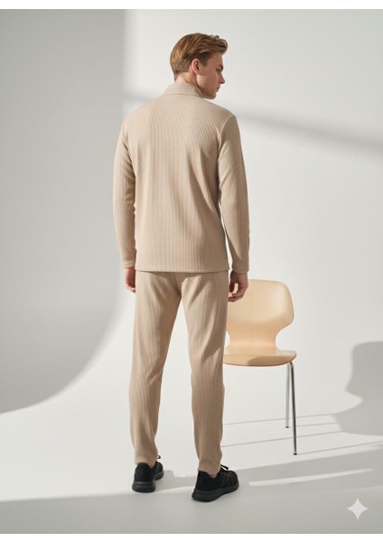 Unisex Fitilli Gömlek Yaka Fermuarlı Cepli Beli Lastikli Triko Alt Üst Takım fiyatları