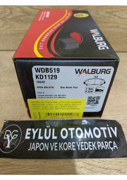 WDB519 D1060-3UB0A Fren Balata On Nıssan Qashqaı (J10) 1.5 Dcı 2007-2014/X-TRAIL (T31) 2.0 Dcı 2007-2013/X-TRAIL (T31) 2.0i 2007-2013/QASHQAI (J10) 2.0 Dcı 2007-2014/ |fren fiyatları