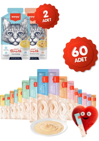 Krema Kedi Ödül Maması 60 Adet 14GR 2 Adet Kedi Çorbası 50GR Hediyeli