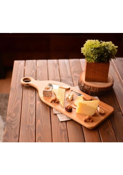Dev Boy Bambu Peynir Sunum Tabağı, Meyve Yiyecek Tahta Sunum Tabağı 4 Parça