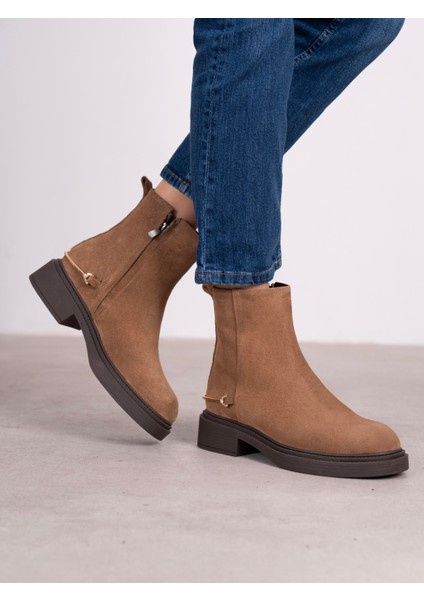 Fleur Camel Süet Hakiki Deri Kadın Bot