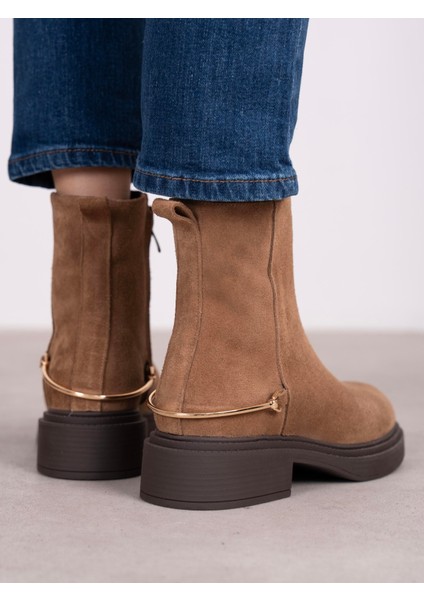 Fleur Camel Süet Hakiki Deri Kadın Bot modelleri