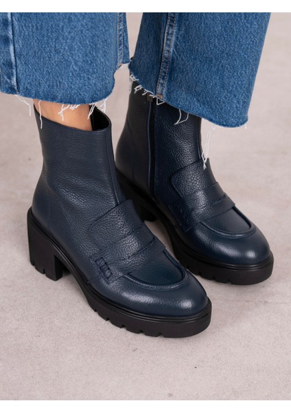 Vanya Lacivert Hakiki Deri Kadın Bot fırsatları