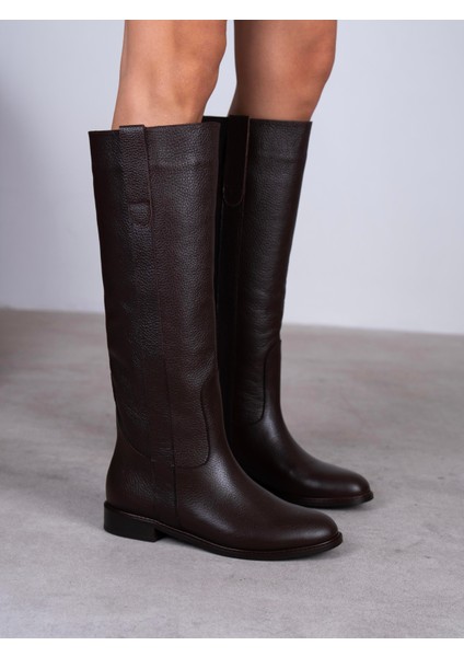 Fjori Kahve Hakiki Deri Kadın Çizme modelleri