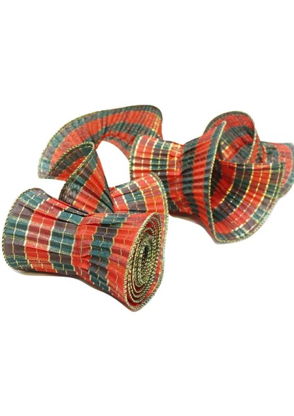 Yılbaşı Çam Ağacı Süsü Dekoratif Ekose Helezon Kurdele Kırmızı 12X270 cm fiyatları