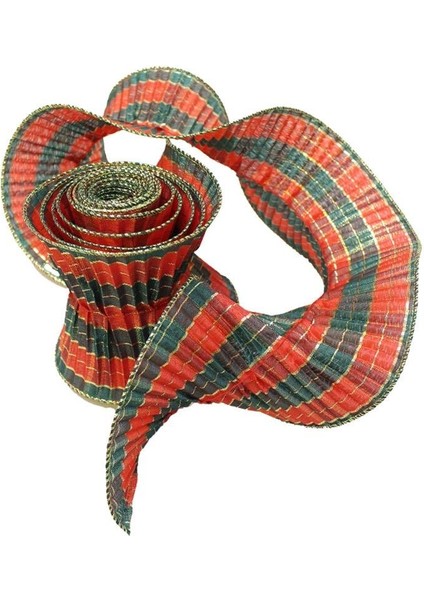 Yılbaşı Çam Ağacı Süsü Dekoratif Ekose Helezon Kurdele Kırmızı 12X270 cm modelleri