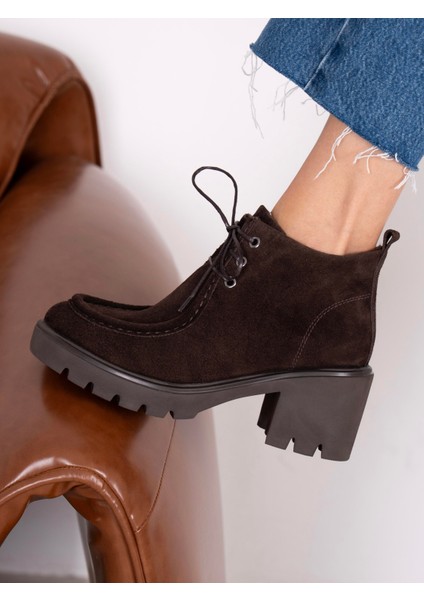 Arwen Kahve Süet Hakiki Deri Kadın Bot